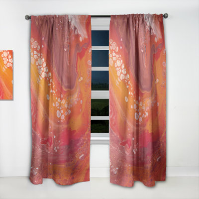 Vibrant Red Marble Landscape - Rideau simple semi-transparent abstrait moderne