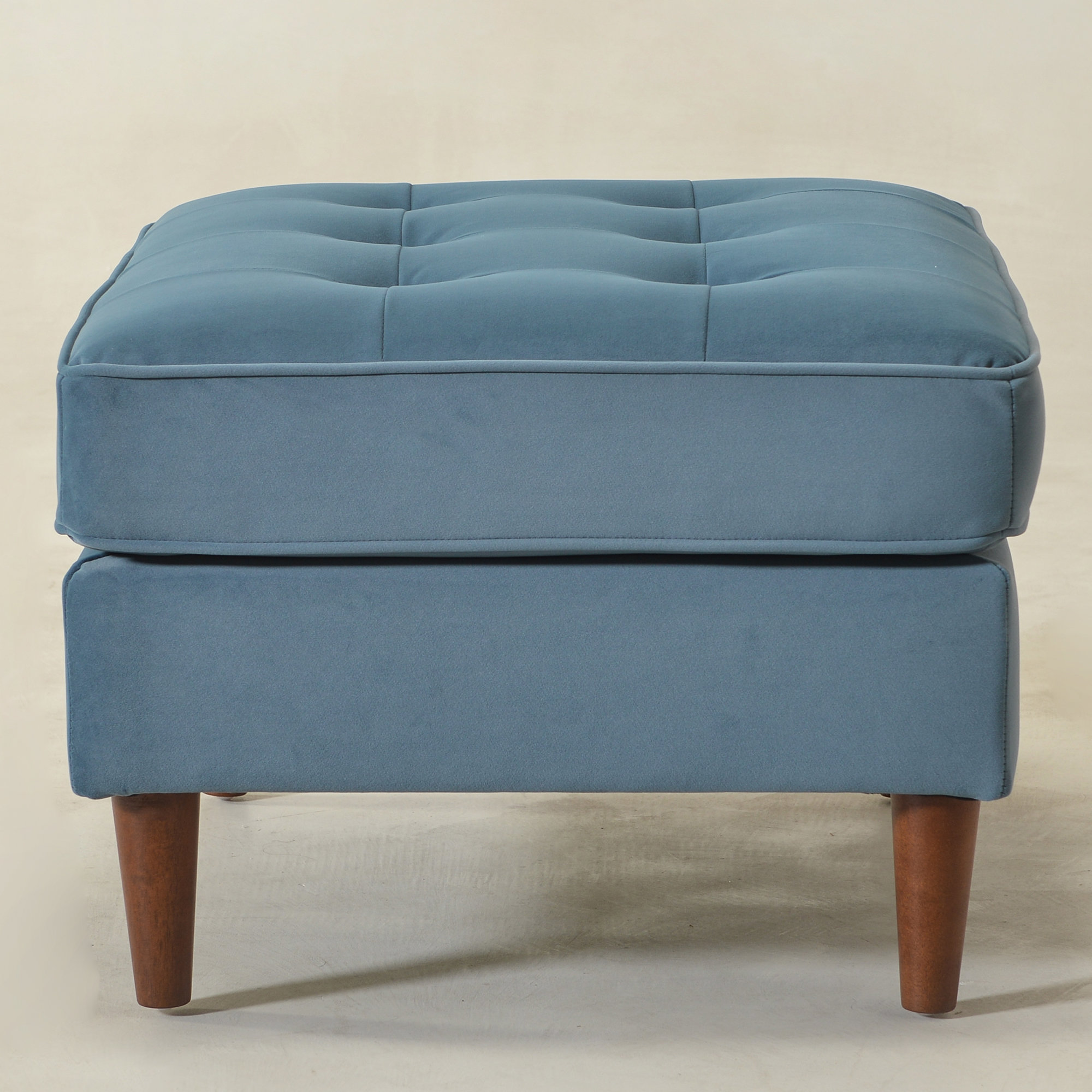  Geo 30" Upholstered Ottoman, Velvet, Light Blue