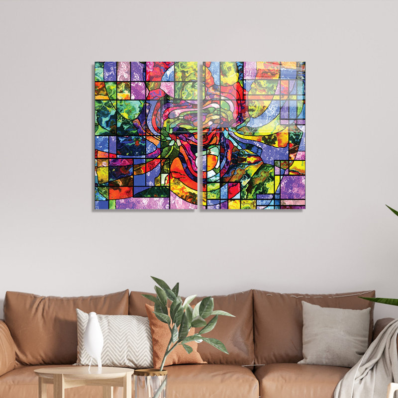 Élégantes peintures décoratives en verre trempé (2 pièces) de 17,7 po x 25,6 po chacune | 100% verre trempé, épaisseur: 0,16 pouce | Parfait pour la décoration intérieure, style moderne, attrait visuel époustouflant
