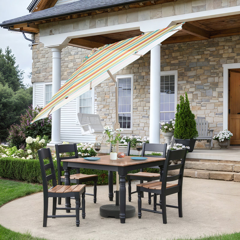 Parasol d'extérieur 9 pi 9 pi, Rouge / vert / bleu rayé