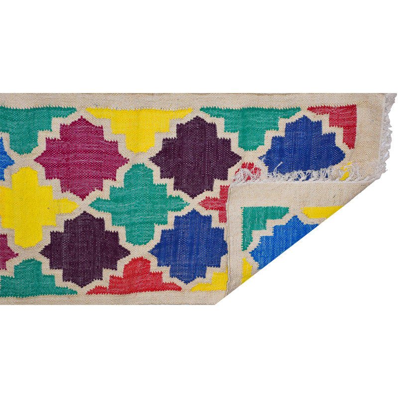 Daaiel Geometric Cotton Hand Woven Area Rug, Runner 70 x 200cm