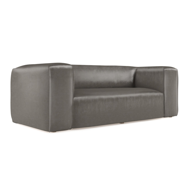Canapé surdimensionné Varick, H 30 po x l 96 po x P 41 po, Ébène, Cuir rétro ponce