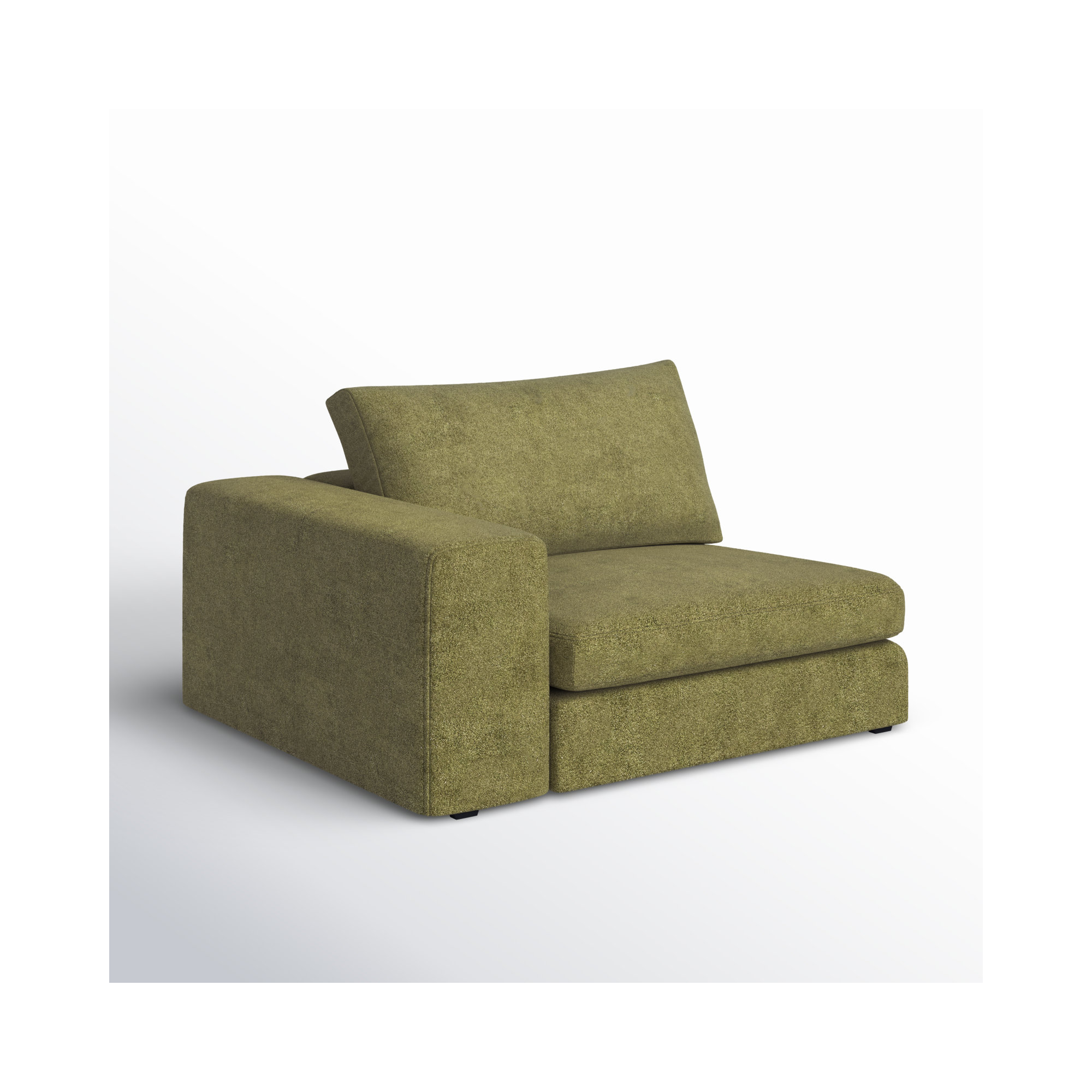 Ojai 50" Wide One Arm Chair, Green Chenille