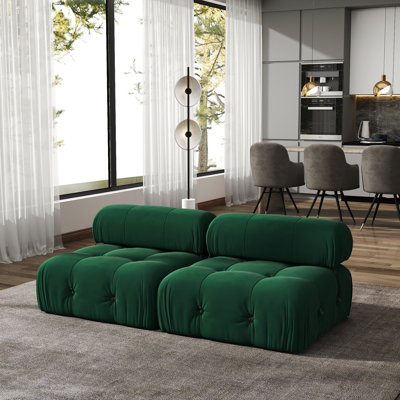 Canapé modulaire en velours sans accoudoirs 2 pièces Cylar