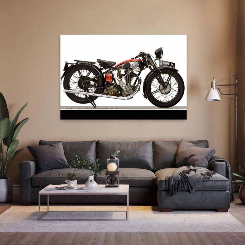 1934 Terrot 347Cc Type Hscg Supersport Moto classique abstrait paysage nature art mural, H 40 po x l 60 po