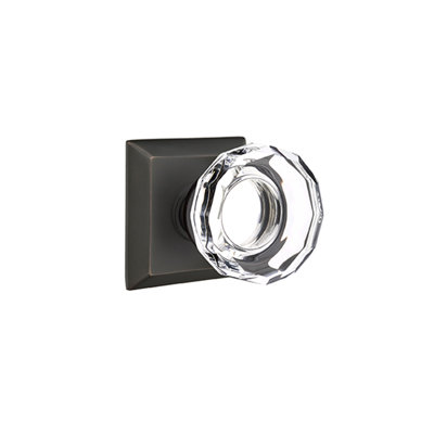 Ensemble de boutons de passage Emtek avec rosette Quincy et bouton en verre Lowell