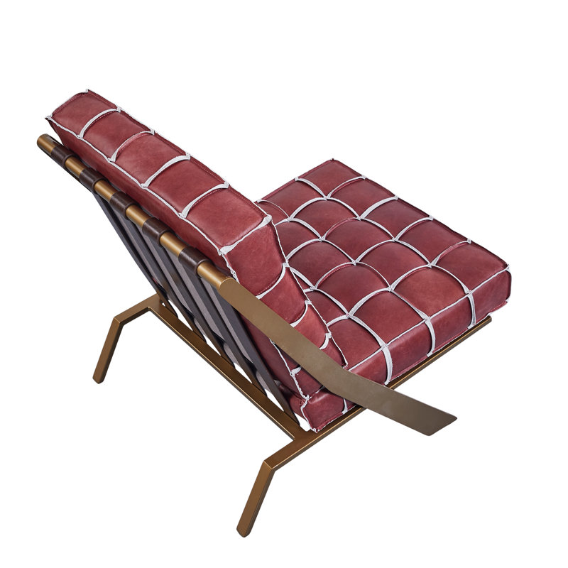 25.4'' Wide Clayton Top-grain Leather Leisure Chair, Wine Red