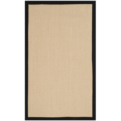 Natural Fiber Retia Border Area Rug In Beige & Black