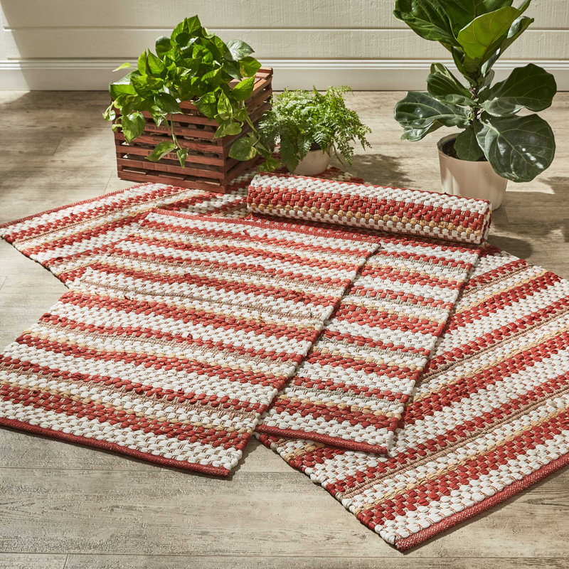 Ensemble de tapis en coton tissé à la main Eneida, Tapis de couloir 2 pi x 6 pi