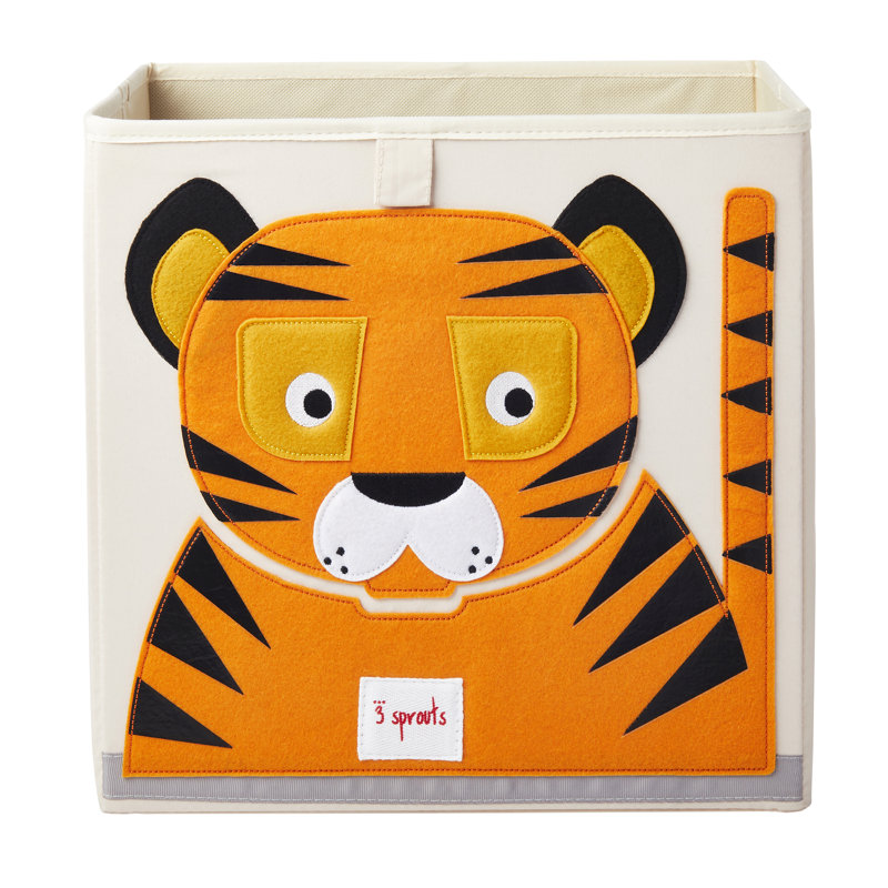 3 Sprouts - Toy Storage Cube for Baby and Kids - Tiger