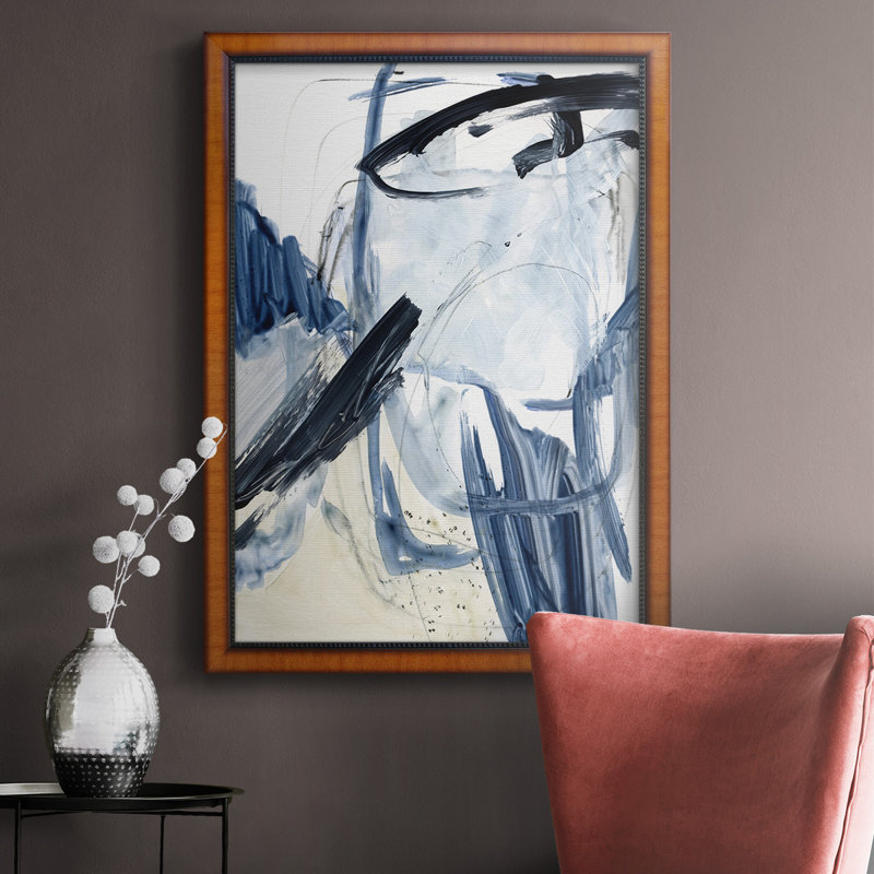 Indigo Swash I, toile encadrée de qualité supérieure - prête à être accrochée, H 20 po x l 16 po