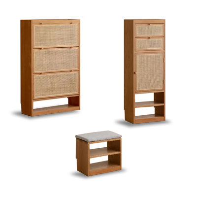 68.11" Brown Rectangular Solid Wood Shoe Storage