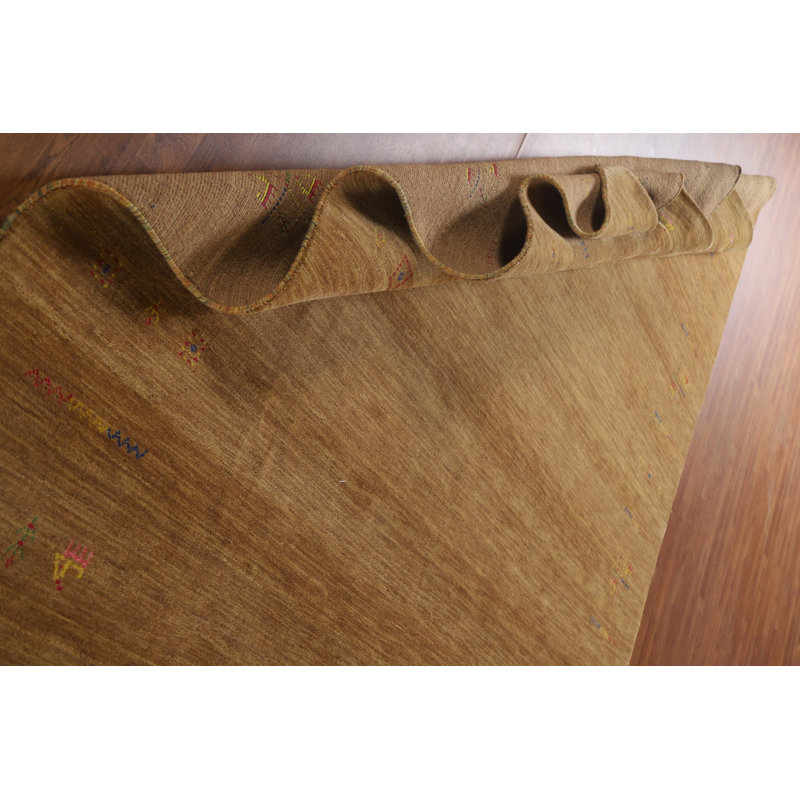 Tapis oriental doré brun Gabbeh 8 x 10