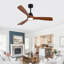 Hot Ventilateur de plafond noir moderne de 52 pouces avec lumière et 3 pales en bois massif avec moteur à courant continu réversible