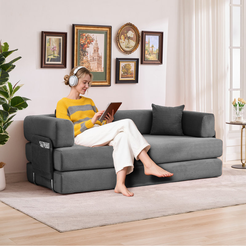 Upholstered 78.7 " Sofa Bed, Grey