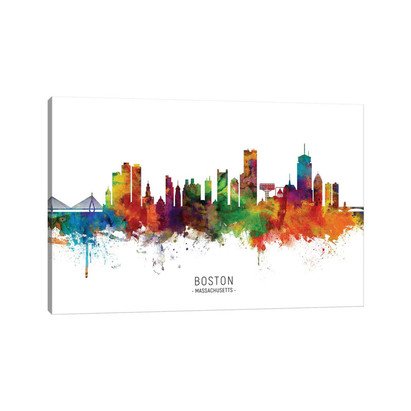 Boston Massachusetts Skyline by Michael Tompsett - 1 Piece Wrapped Canvas Painting, 101.6 cm H x 66.04 cm W x 3.175 cm D