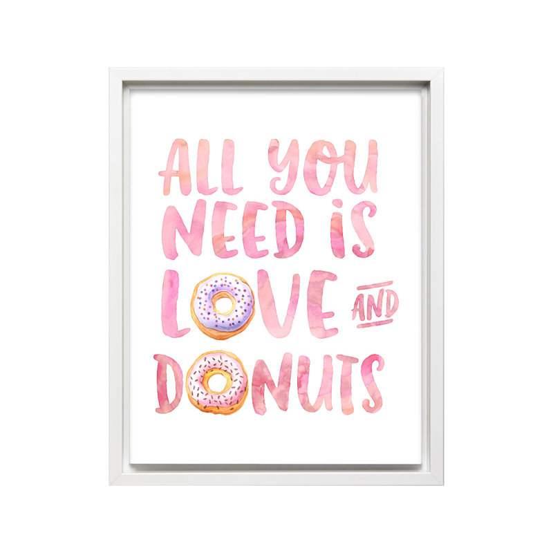 Love and Donuts, Canvas, Encadrement blanc, H 11 po x l 14 po