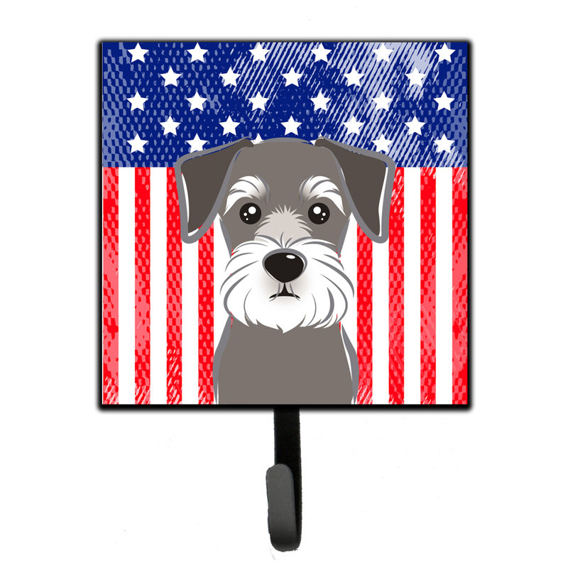 Monreal Metal Wall Organizer with Key Hooks, Blue/Grey/Red, Schnauzer