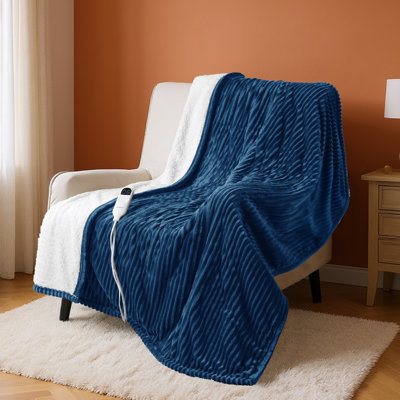 Electric Blanket, Soft Ribbed Flannel, Heating with 4 Time Settings, 6 Heat Levels, 3 hrs Timer Auto Shut Off, GentleSoft™