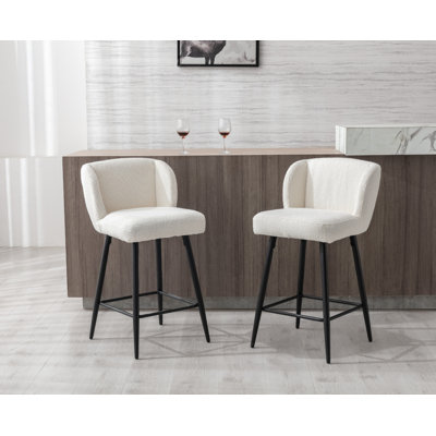 Upholstered Bar Stool with Iron Frame