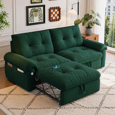 Canapé-lit convertible de 77 pouces avec structure en acier et tissu de velours moelleux