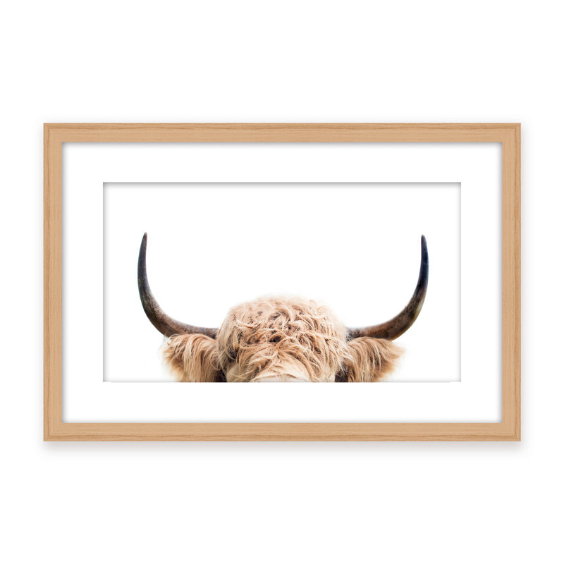 Nature Inspired Peeking Cow by  - Picture Frame Photograph on Paper, 32" H x 48" W x 1.125" D, Framed Print, Brown