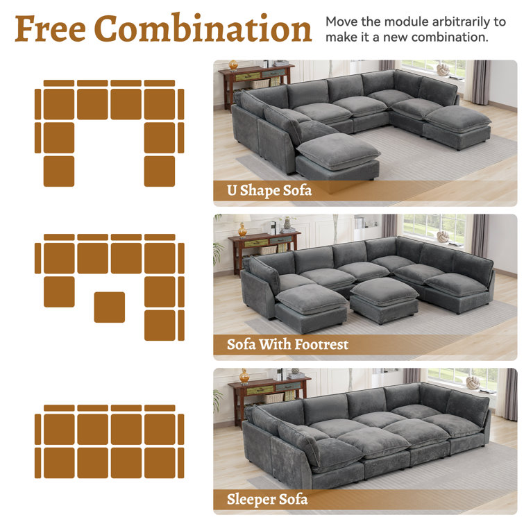 Cairee 8 - Piece Upholstered Sectional