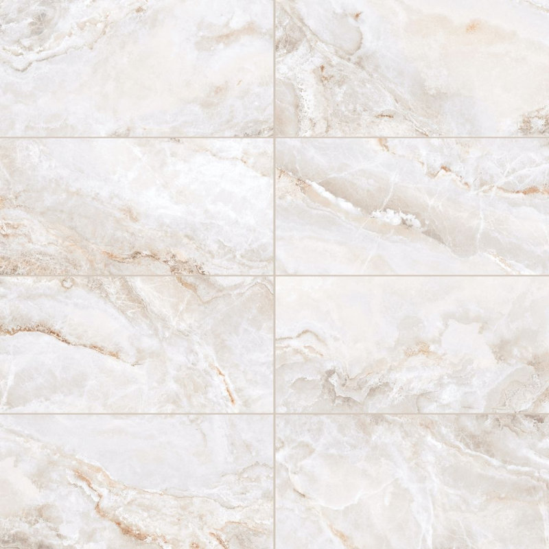 Banff 24" x 48" Onyx Look Porcelain Tile, Onice Bianco