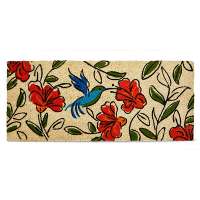 Sketched Hummingbird Estate Coir Mat Multi Everyday Indoor Outdoor Doormat