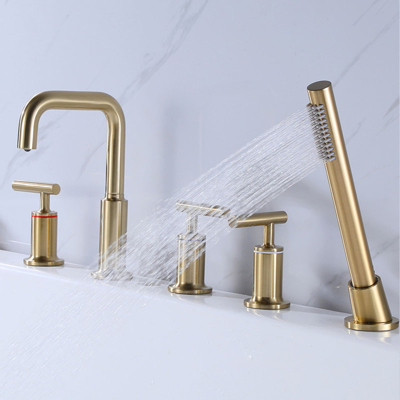 Robinet de baignoire à fixation sur comptoir à 3 poignées avec valve