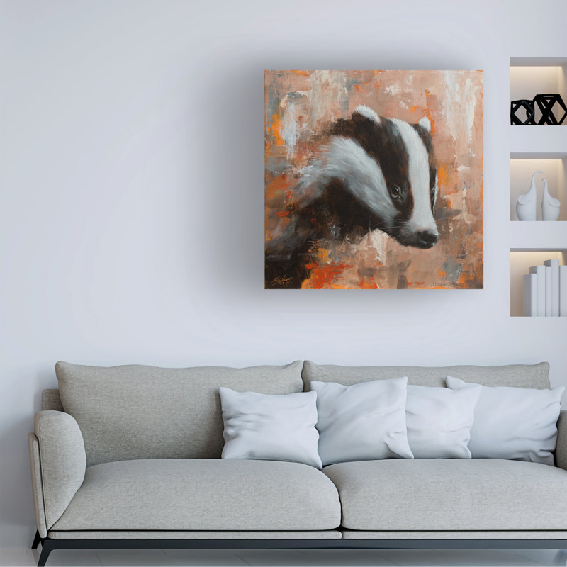 Bolog John Silver Badger Canvas Art, 14" H x 14" W