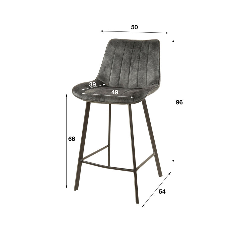 Brecksville Upholstered Counter Stool with Metal Frame, Gray
