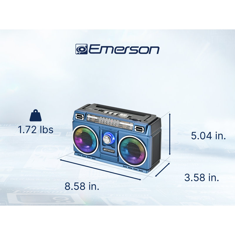 Haut-parleur portatif Bluetooth® avec radio et batterie rechargeable Emerson - rouge