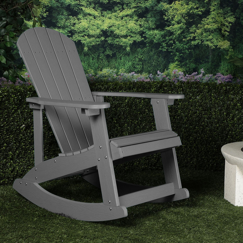 39"H Adirondack Folding Rocking Chair for Patio, Gray