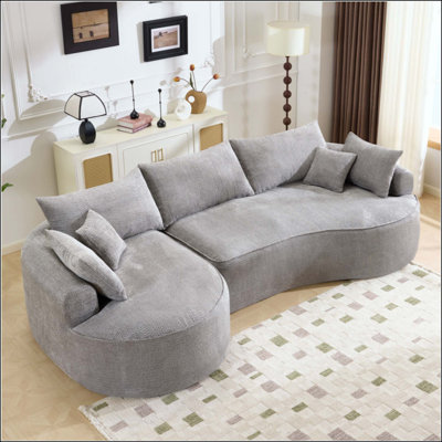 Canapé moderne sans arête, en tissu chenille, livré avec 3 coussins de dossier et 4 coussins décoratifs