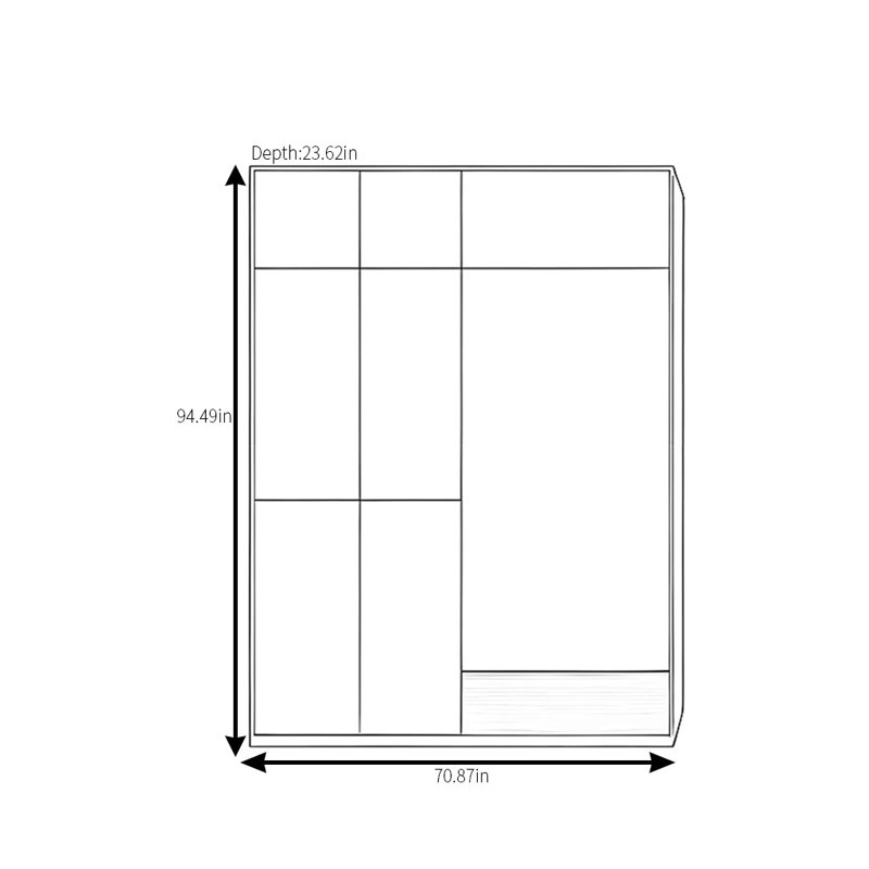 Armoire classique classique noyer noir, H 94,49 po x l 70,87 po x P 23,62 po