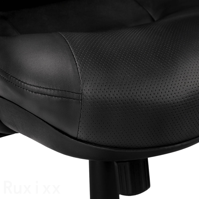 Fauteuil de bureau noir en similicuir noir, hauteur réglable, pivotant, ergonomique, accoudoirs, bureau d'ordinateur, contemporain moderne
