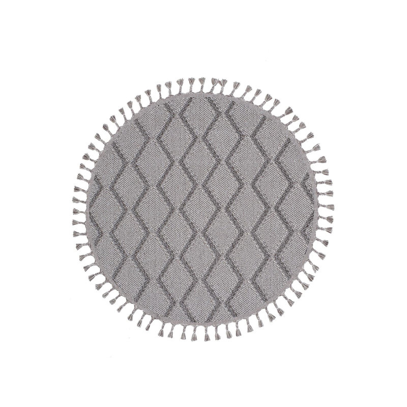 Stylish Round Carpet, Grey, 47.2 in Diameter | 100% Polypropylene, 1500 g/m², 0.3 in Pile Height | Durable Jute Sole, Vacuum-Friendly, Ideal for Living Room & Bedroom Decor | Easy to Maintain, Non-Machine Washable