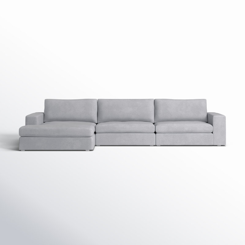 Ojai L-Shaped Foam Padding Sectional, Left Hand Facing, Light Gray Chenille