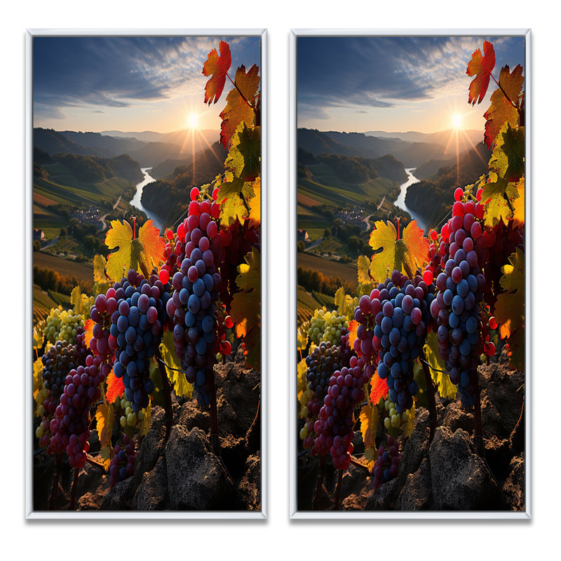 «Scenic Vivid Vineyard», 2 pièces, Cadre blanc, H 32 po x l 32 po