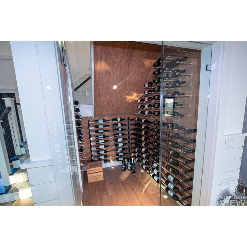 Thedford 18 Bottle Wall Mounted Wine Bottle Rack, Matte Black/Golden Bronze