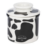 Butter Bell - The Original Butter Bell crock by L Tremain, a Countertop French Ceramic Butter Dish Keeper for Spreadable Butter, Cow Pattern, Black & White
