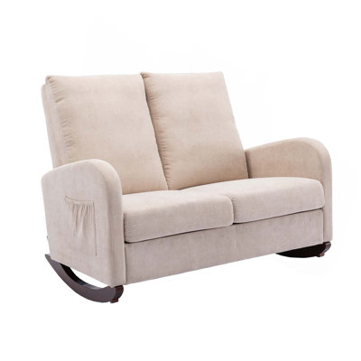 Rocking Chair Upholstered Mid Century Modern Rocker Oversized Wingback Armchair For Living Room -  Red Barrel Studio®, 37AA184A2B104A40B02F6C52F4EBE6BC