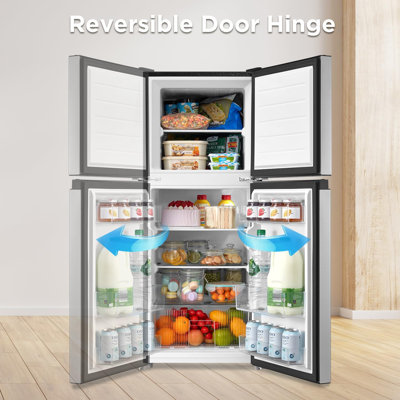 Midea 4.5 Cu Ft Compact Refrigerator and Freezer, 2 Door, Stainless Steel