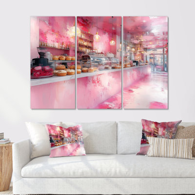 Pink Patisserie Paradise Accented With Red - Baking/Baked Goods Wall Art Print Set