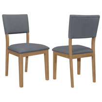 Benjara CID 21 inch Walnut Dining Chair, Set of 2, Beige Vegan Leather, Curved Back