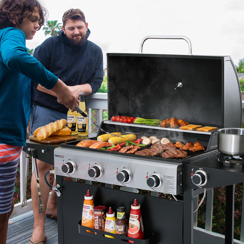 Barbecue au gaz à 4 brûleurs avec brûleur latéral Royal Gourmet, noir