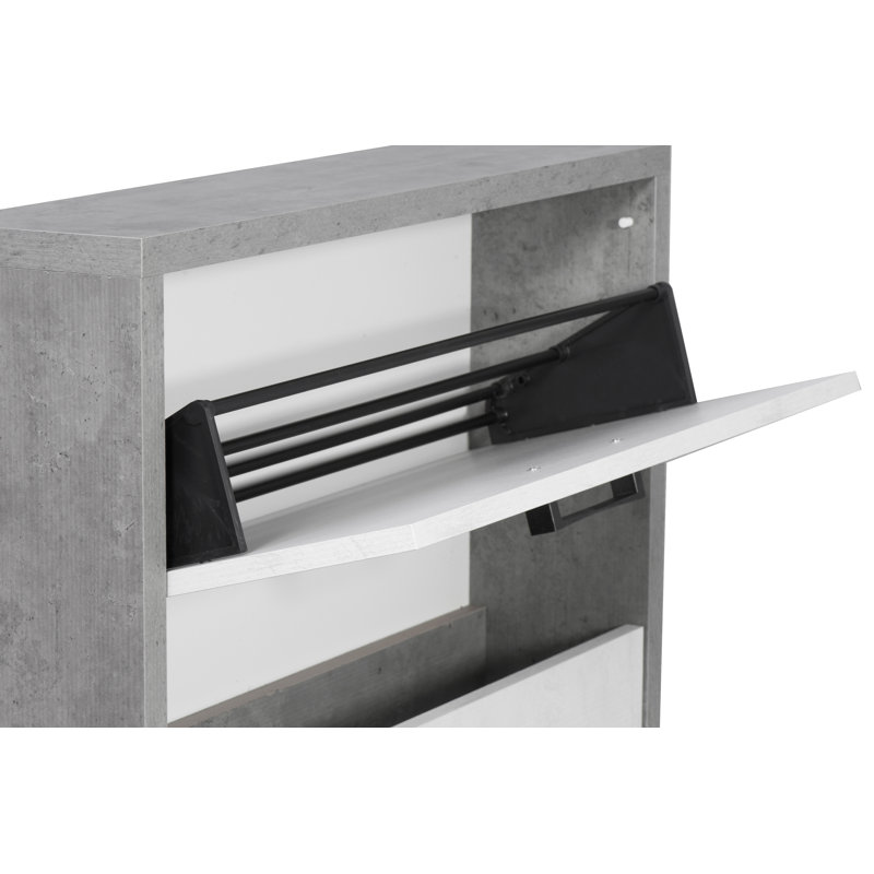 9 Pair Flip Down Shoe Storage, Oxide/White Concrete