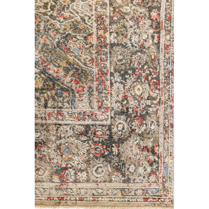 New Indian Classical Oushak Wool And Silk On Cotton 7' X 12' Taupe