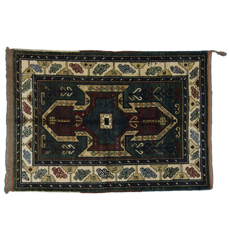 Sevan Wool Southwestern Area Rug in Beige/Green